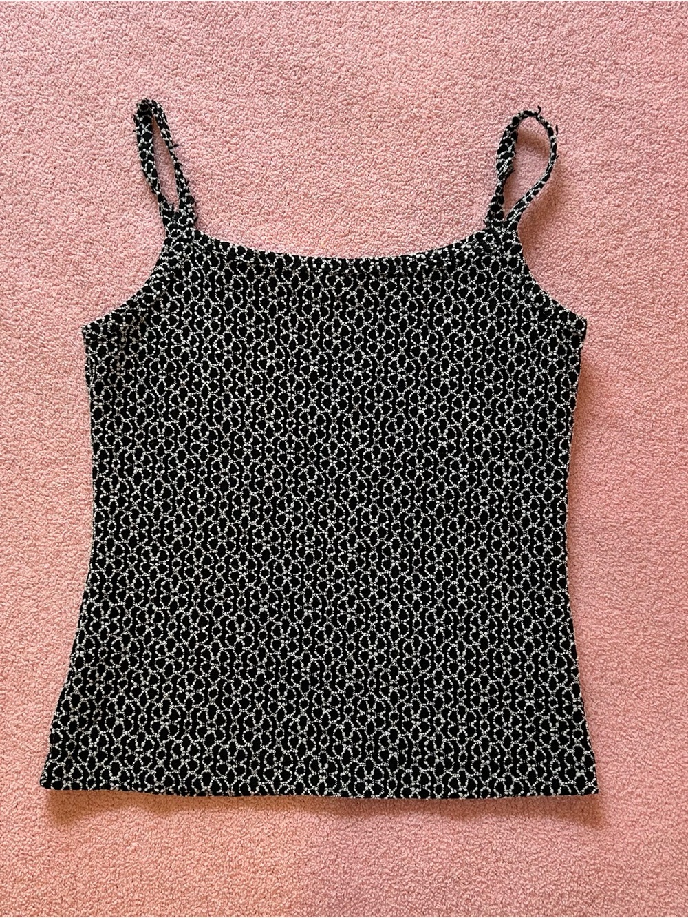 Vintage Black & White Patterned Spaghetti Strap Tank Top